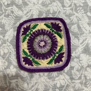 Purple and Green Hand Embroidered Patch